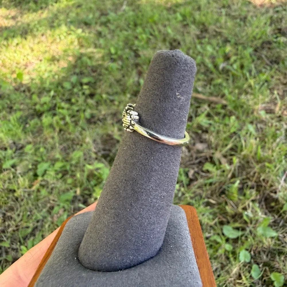 Sunflower Band Ring Women Size 5 Silver Tone Floral Jewelry